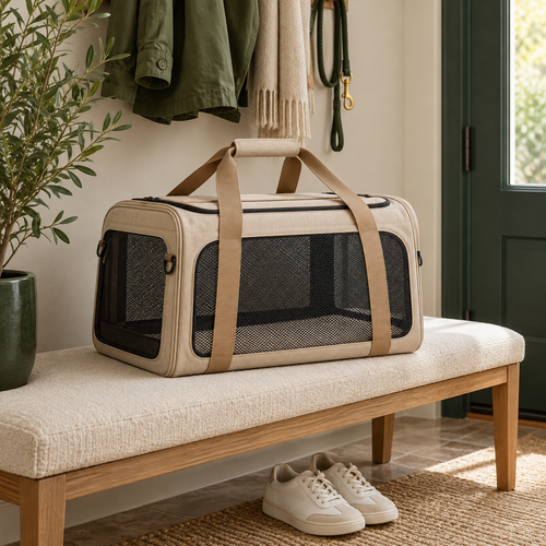 Sand Station Pet Carrier — AI-generated design illustration