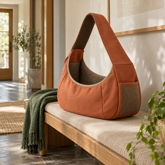 Terracotta Close Pet Sling — AI-generated design illustration
