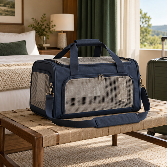 Navy Stayover Pet Carrier — AI-generated design illustration