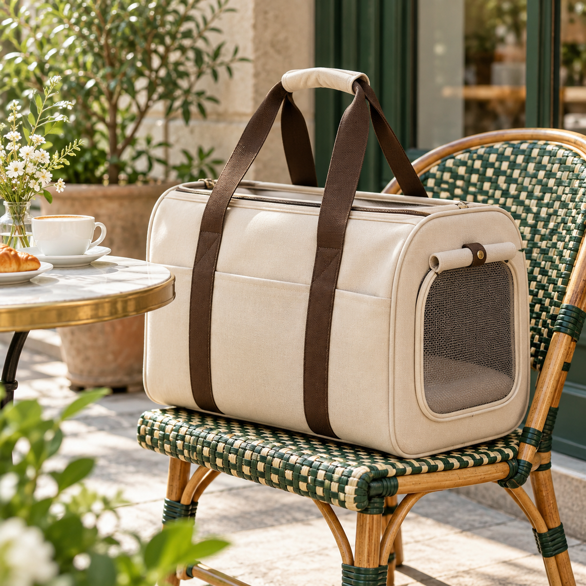 Oat Terrace Pet Tote — AI-generated design illustration