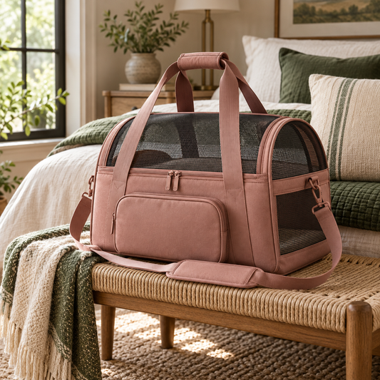 Rose Pause Pet Carrier — AI-generated design illustration